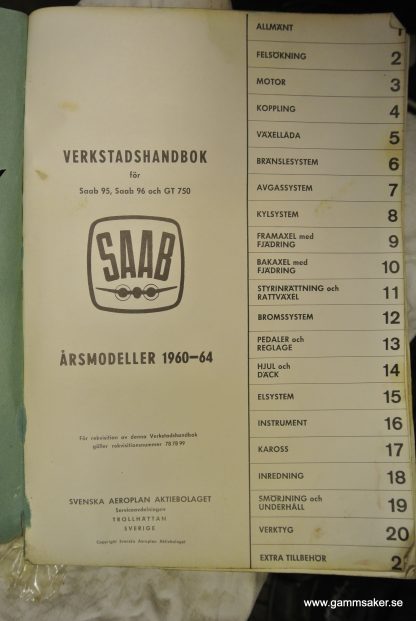 SAAB Verkstadshandbok - Bild 2