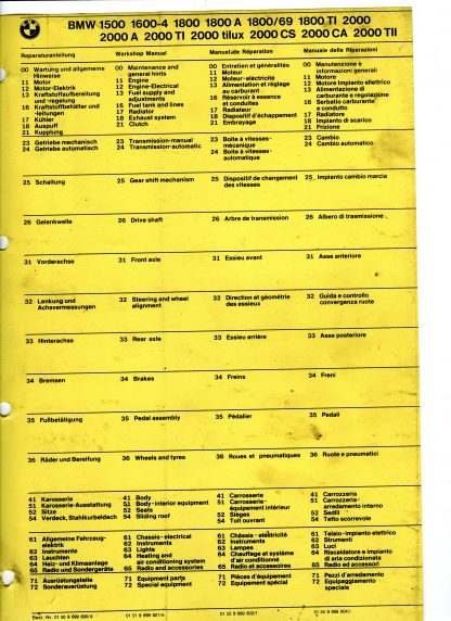 Reparaturanleitung/workshop manual BMW 1500-2000 TII - Bild 3